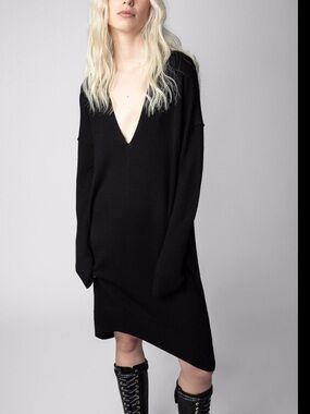 Zadig & Voltaire Black merino wool sweater dress